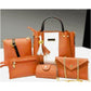Stylish Women's Mustard PU Leather Bag Set - 5 Pcs