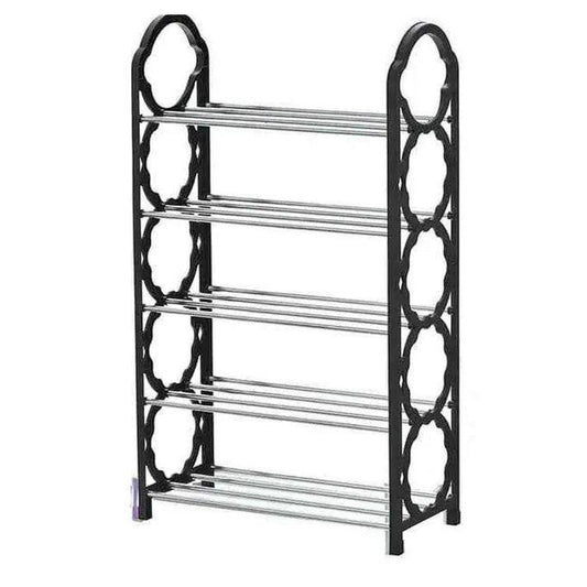 5-Layer Durable Compact Black Shoe Rack - 1 Pc for Long-Lasting Use