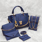 5 Pcs Women's PU Leather Plain Hand Bag Set