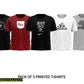 Unisex Stitched Jersey Printed T-Shirts, Pack Of 5