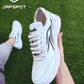 Men's Athletic Running Sneakers -JF019, White With Black Lines