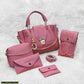 : 5 Pcs Women's PU Leather Plain Hand Bag Set