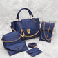 5 Pcs Women's PU Leather Plain Hand Bag Set