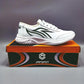 Men's Athletic Running Sneakers -JF019, White With Black Lines